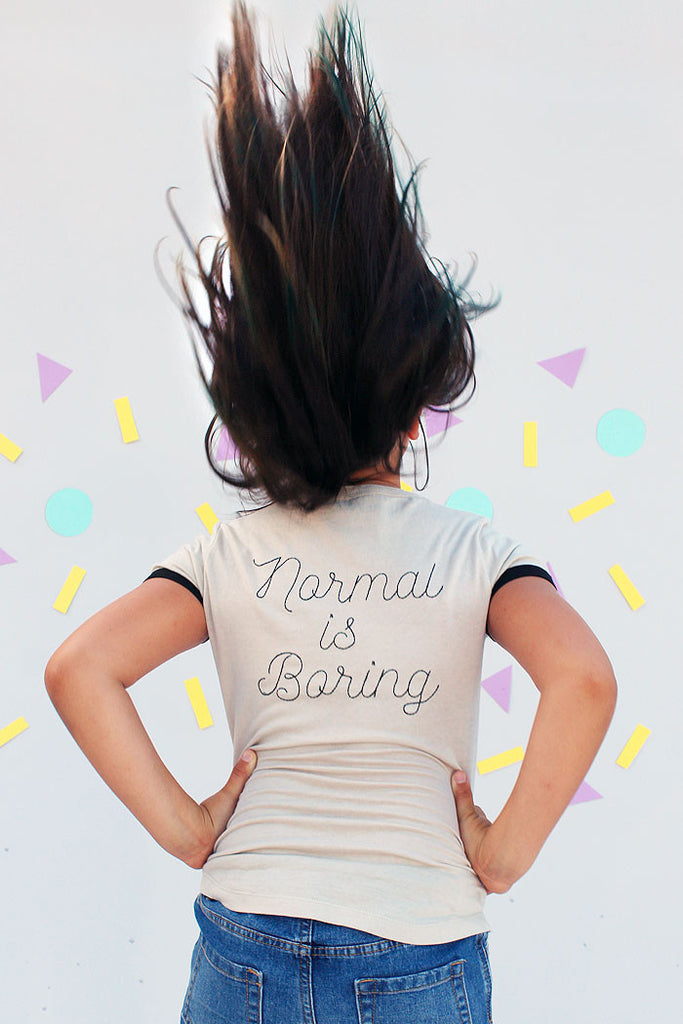 Normal Is Boring Vintage Ringer Tee - Bam Kids