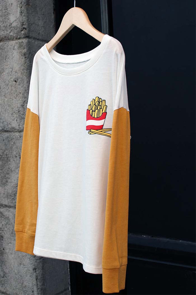 French Fries Drop Shoulder Tee - Bam Kids