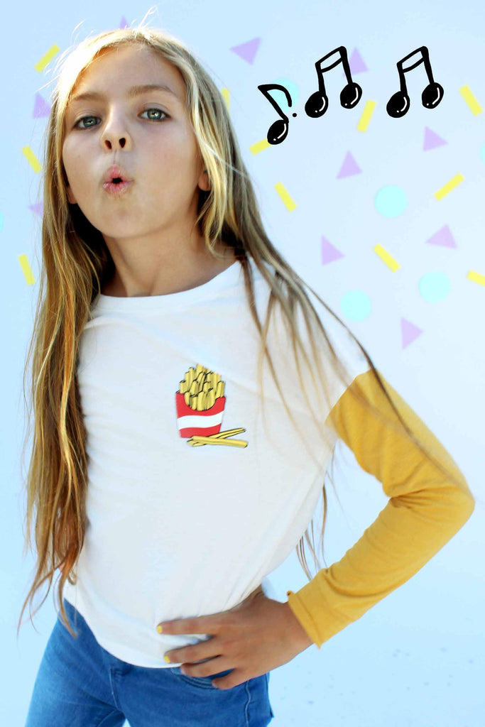 French Fries Drop Shoulder Tee - Bam Kids
