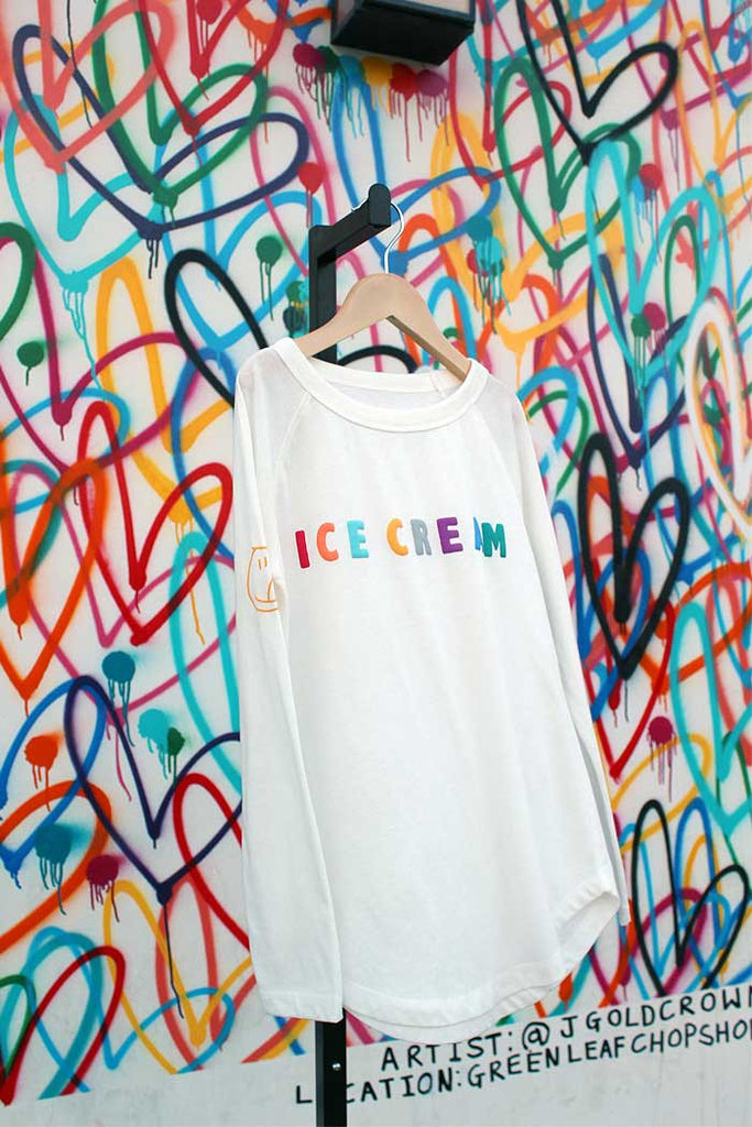 Puff Print Ice Cream Raglan Tee - Bam Kids