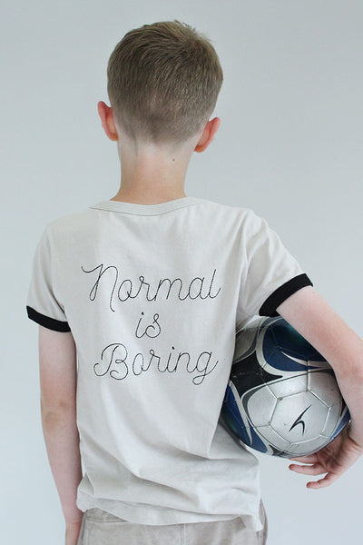 Normal Is Boring Vintage Ringer Tee - Bam Kids