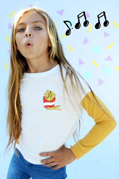 French Fries Drop Shoulder Tee - Bam Kids