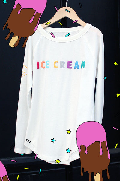 Puff Print Ice Cream Raglan Tee - Bam Kids